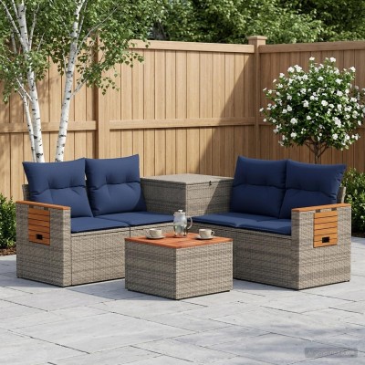 Sofa set 6 pcs. Gray and...