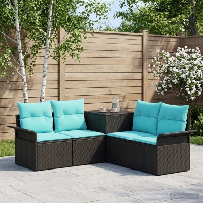 Sofa set 5 pcs. Black and...