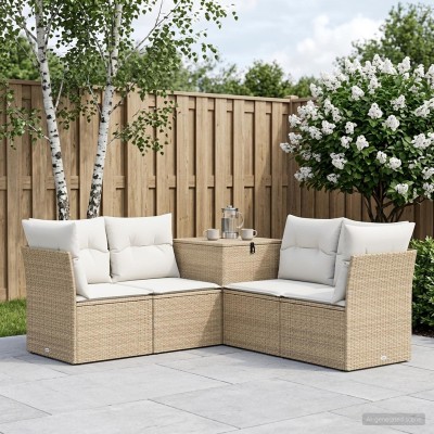 Sofa set 5 pcs. Beige and...
