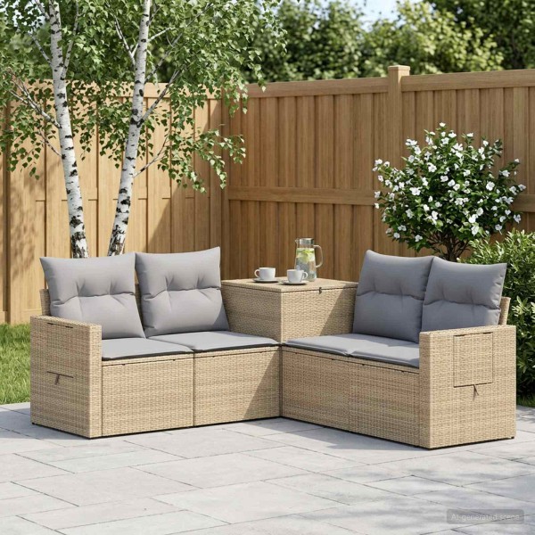 Sofa set 5 pcs. Beige and light gray