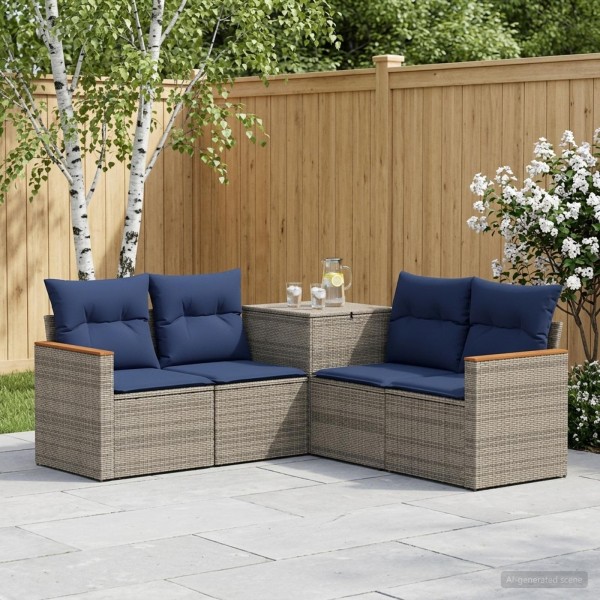 Sofa set 5 pcs. Gray and navy blue