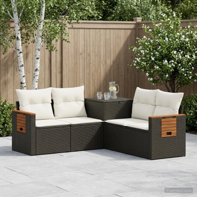 Sofa set 5 pcs. Black and...