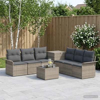 Sofa set 8 pcs. Gray and...