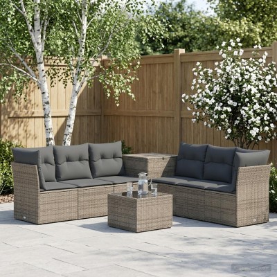 Sofa set 8 pcs. Gray and...