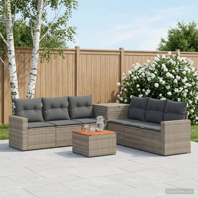 Sofa set 8 pcs. Gray and...