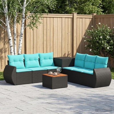 Sofa set 8 pcs. Black and...