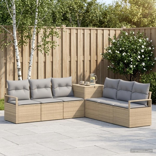 Sofa set 7 pcs. Beige and light gray