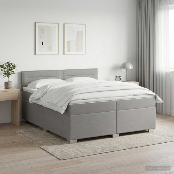Spring bed with mattress Light gray 200 x 200 cm