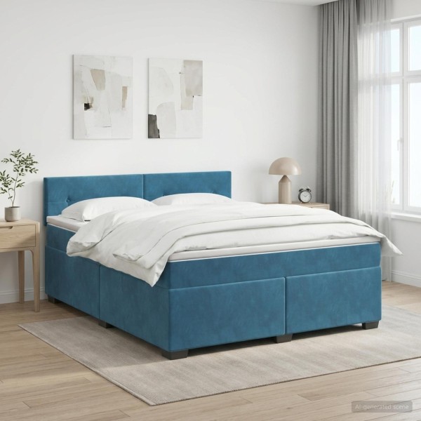 Spring bed with mattress Dark blue 140 x 200 cm