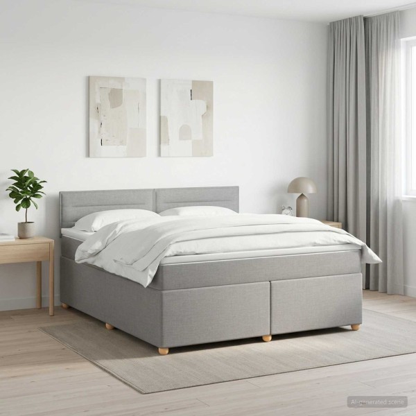 Spring bed with mattress Light gray 160 x 200 cm
