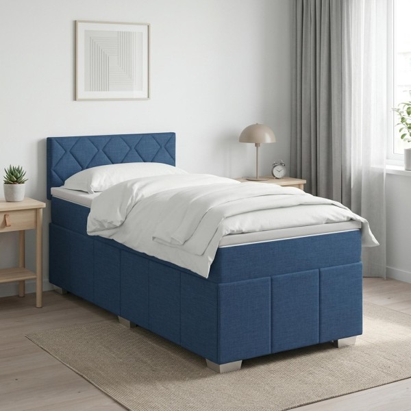 Spring bed with mattress Blue 100 x 200 cm Fabric