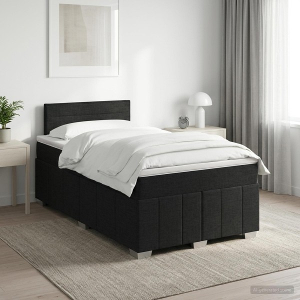 Spring bed with mattress Black 120 x 190 cm Fabric