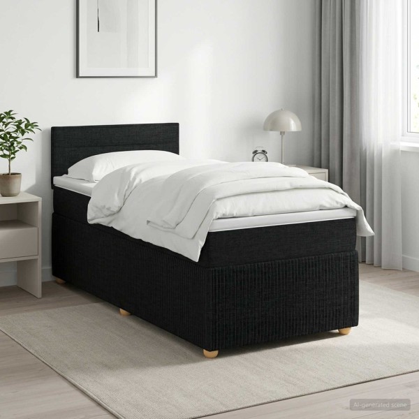 Spring bed with mattress Black 80 x 200 cm Fabric