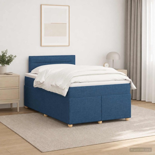 Spring bed with mattress Blue 120 x 190 cm Fabric