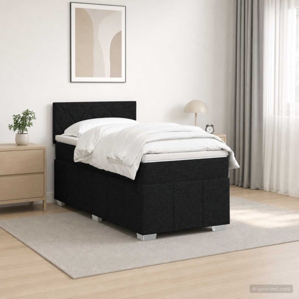 Spring bed with mattress Black 90 x 190 cm Fabric