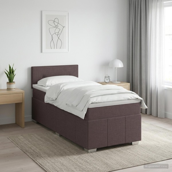 Spring bed with mattress Dark brown 100 x 200 cm Fabric