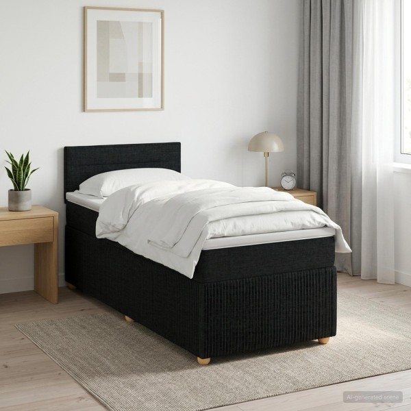 Spring bed with mattress Black 100 x 200 cm Fabric