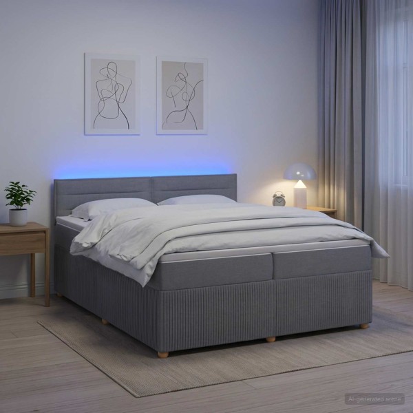 Spring bed with mattress Light gray 200 x 200 cm