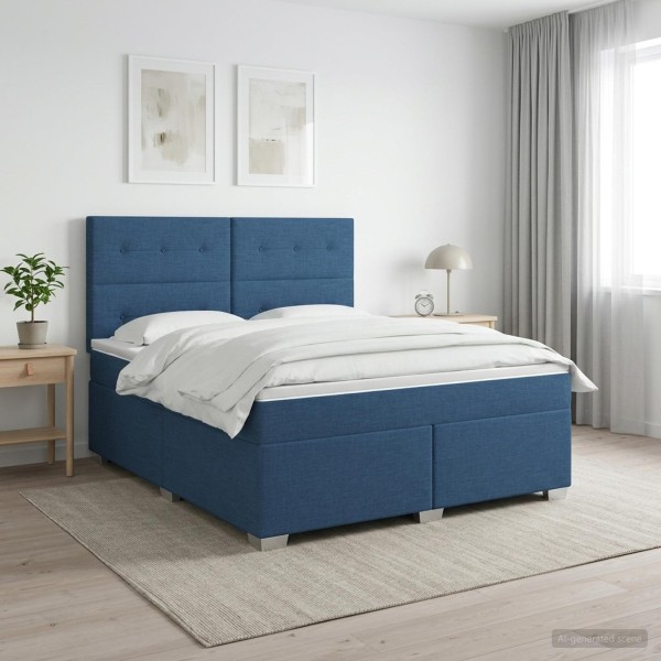 Spring bed with mattress Blue 140 x 200 cm Fabric