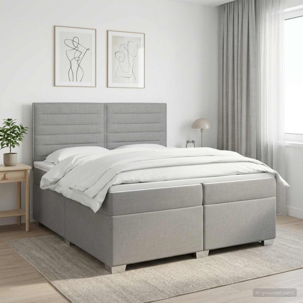 Spring bed with mattress Light gray 200 x 200 cm