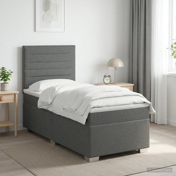 Spring bed with mattress Dark gray Single Fabric