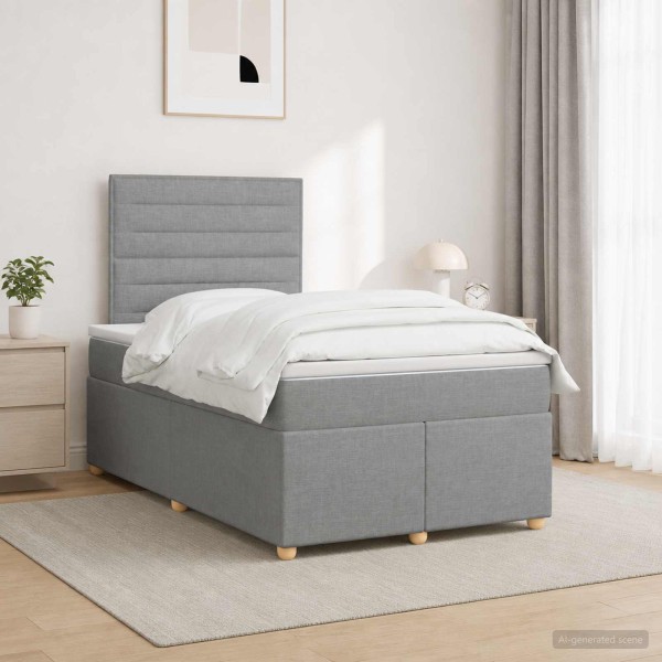 Spring bed with mattress Light gray 120 x 200 cm