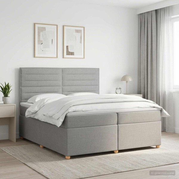 Spring bed with mattress Light gray 200 x 200 cm