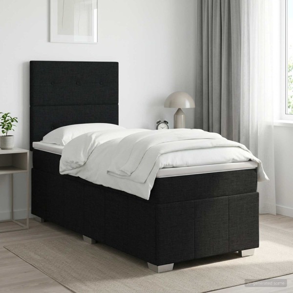 Spring bed with mattress Black 90 x 200 cm Fabric