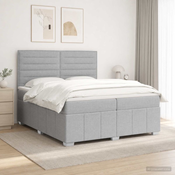 Spring bed with mattress Light gray 200 x 200 cm