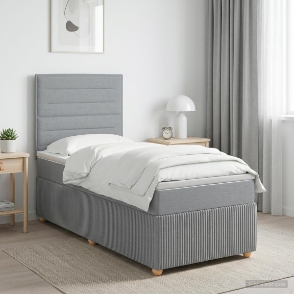 Spring bed with mattress Light gray 80 x 200 cm Fabric