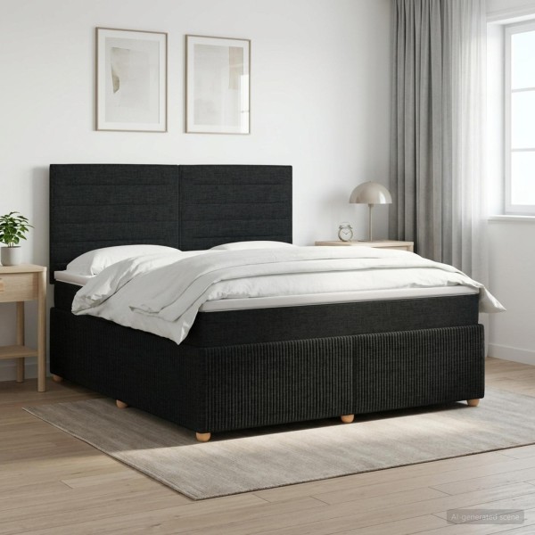 Spring bed with mattress Black 140 x 200 cm Fabric