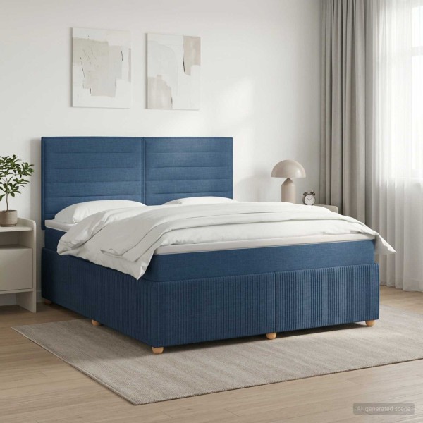 Spring bed with mattress Blue 180 x 200 cm Fabric