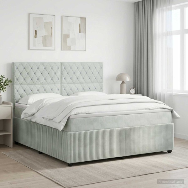 Spring bed with mattress Light gray 140 x 200 cm