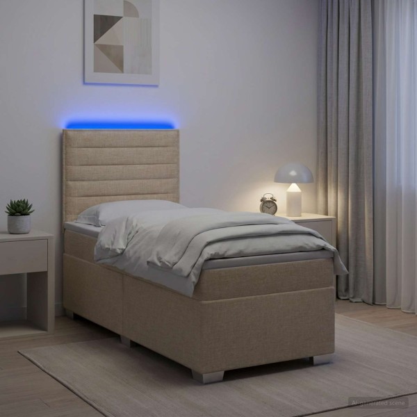 Spring bed with mattress Cream 100 x 200 cm Fabric