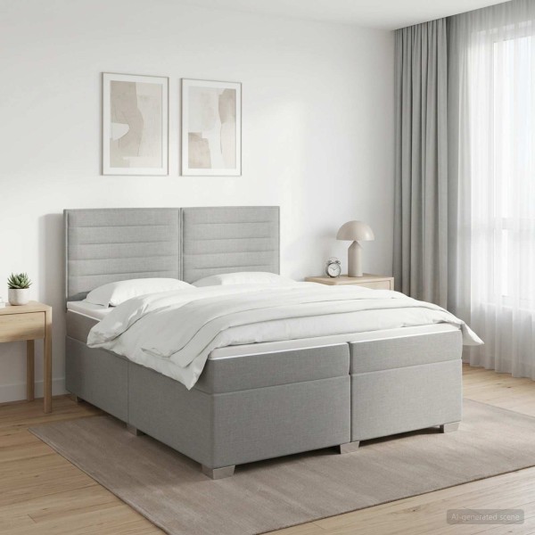 Spring bed with mattress Light gray 200 x 200 cm