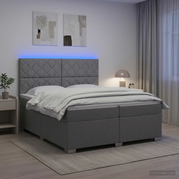 Spring bed with mattress Light gray 200 x 200 cm