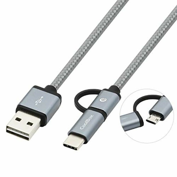 USB Cable to Micro USB and USB-C CoolBox COO-CAB-U2MC-GR Grey