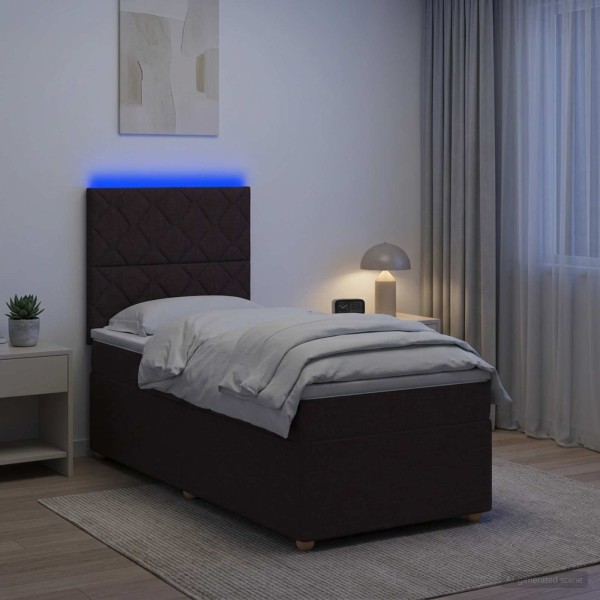 Spring bed with mattress Dark brown 100 x 200 cm Fabric