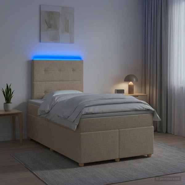 Spring bed with mattress Cream 120 x 190 cm Fabric