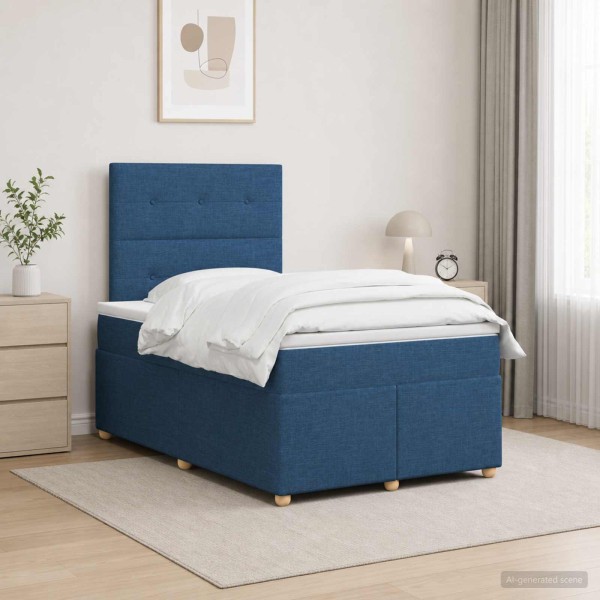 Spring bed with mattress Blue 120 x 190 cm Fabric