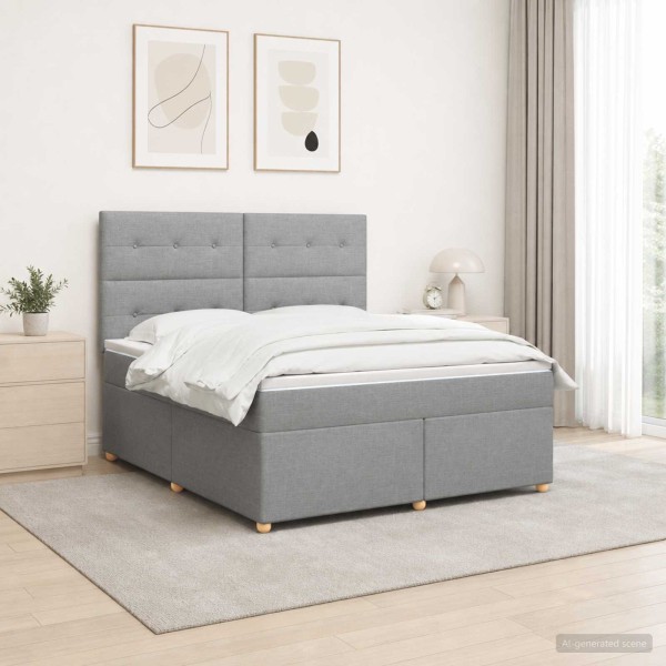 Spring bed with mattress Light gray 140 x 190 cm