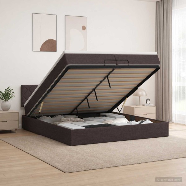 Adjustable bed with mattress Dark brown 200 x 200 cm