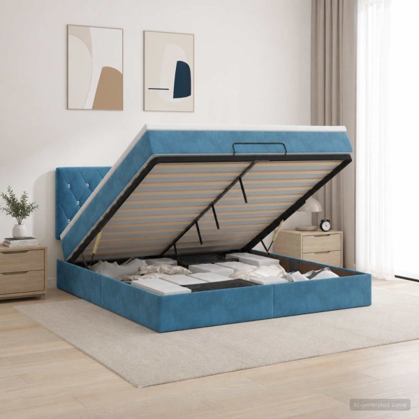 Adjustable bed with mattress Dark blue 140 x 190 cm