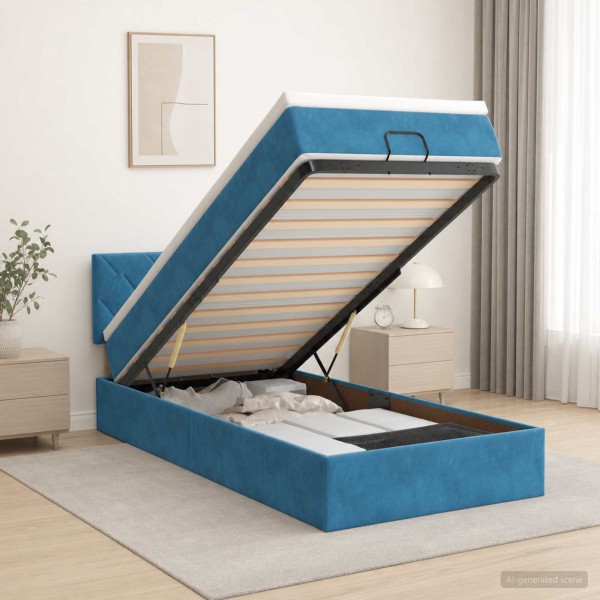 Adjustable bed with mattress Dark blue 90 x 200 cm