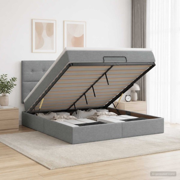 Adjustable bed with mattress Light gray 180 x 200 cm