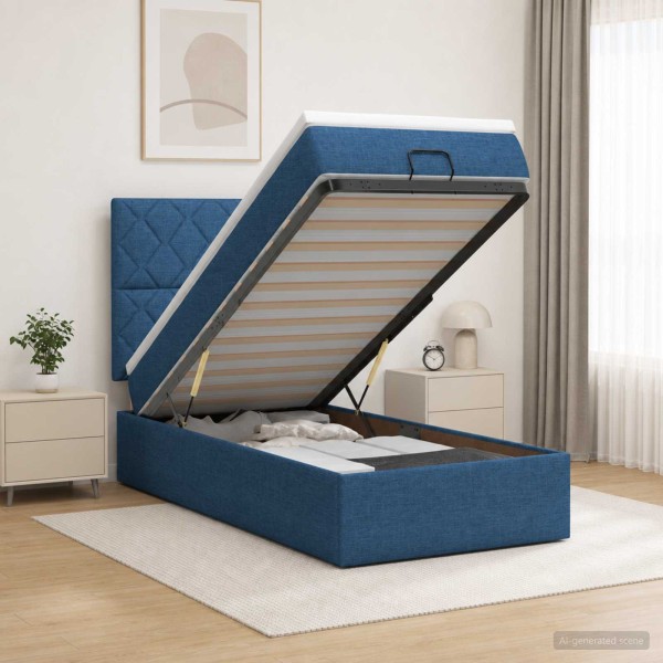 Adjustable bed with mattress Blue 100 x 200 cm Fabric