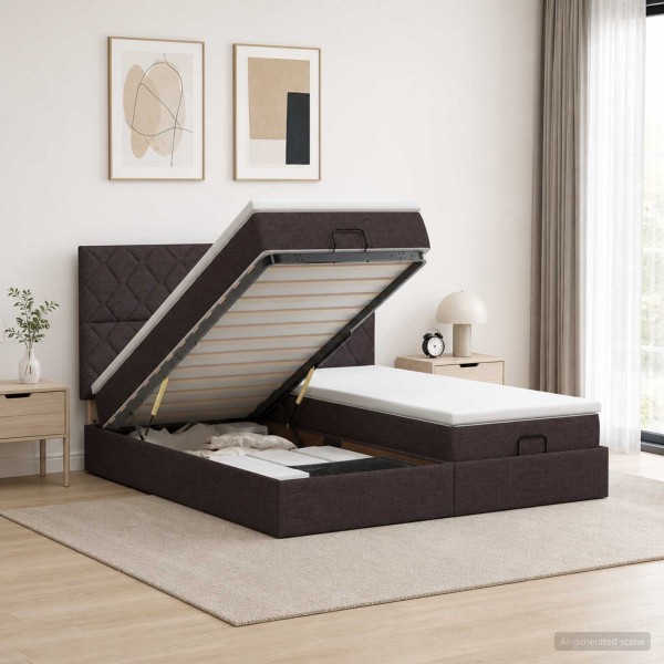 Adjustable bed with mattress 2 pcs. Dark brown fabric