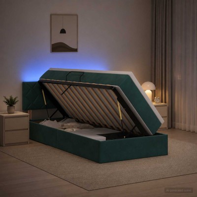 LED storage bed with...