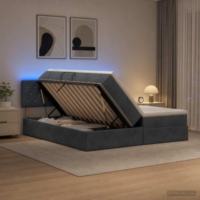 LED storage bed with...