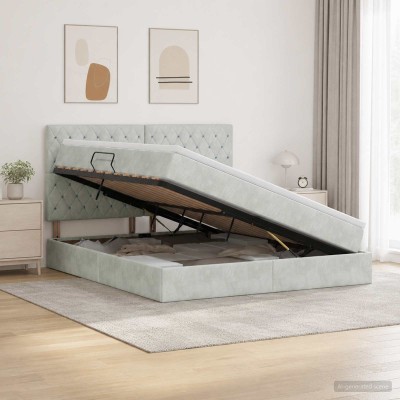 Bed with storage space and...